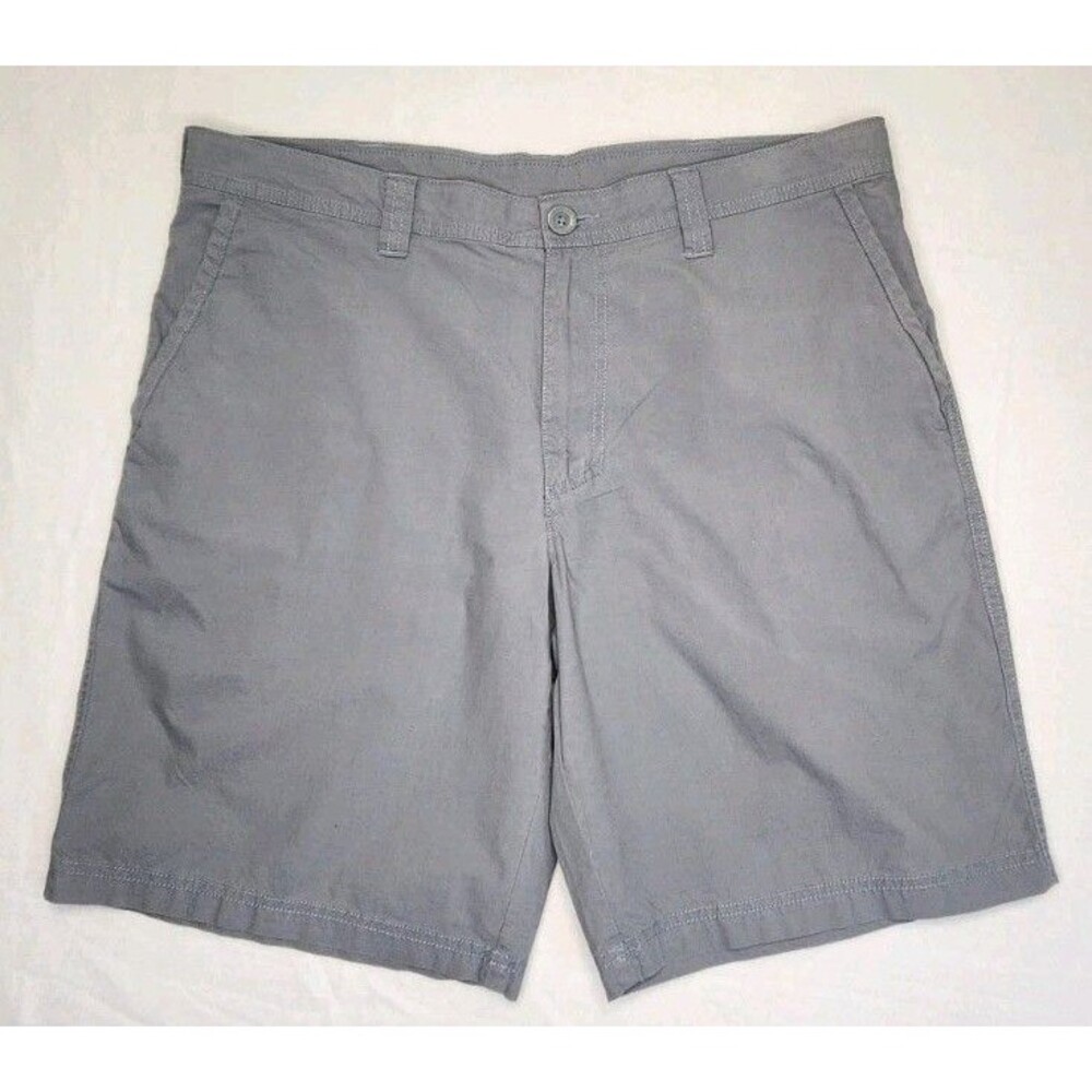 Columbia Men's Shorts Size 36 Gray Chino Flat Front Preppy 100% Cotton